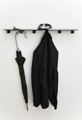 Image of Black Overhang Shelf with Hooks 