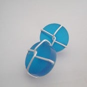 Image of blue resin and sterling wired cufflinks