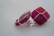 Image of carnelian and sterling silver wired cufflinks