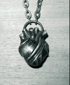 Image of  Large anatomical heart solid brass antique patina super detailed nice weight