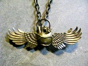 Image of heart with wings brass pendant "NEW ITEM"