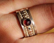 Image of BOLD- Genuine Rich Red Garnet Sterling silver Beaded/Dotted stackable, stacking rings - MADE TO ORDE