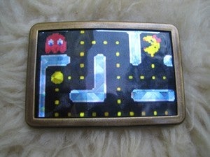 Image of MS PACMAN METALLIC RETRO BELT BUCKLE