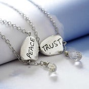 Image of peace in trust double-sided necklace