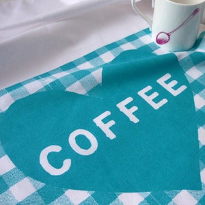 Image of Coffee Heart tea towel - turquoise