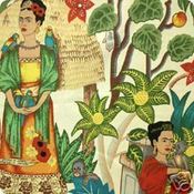 Image of FF Frida Kahlo Frida's Garden Fabric - 2 Colorways Available COTTON FABRIC QUILT FABRIC