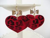 Image of Leopard Heart Earrings - Red