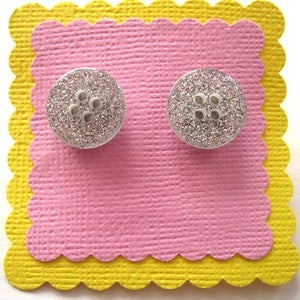 Image of Glitter Button Earrings
