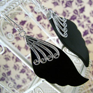 Image of wood wings earrings