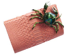 Paige Gamble  Mr. Crabby :  pink python paige gamble clutch