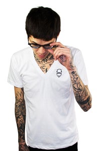 Image of Embroidered V-Neck (White) (Mens)