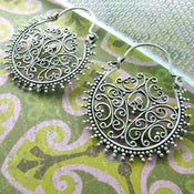 Image of silver fountain sprays hoop earrings