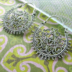 Image of silver fountain sprays hoop earrings