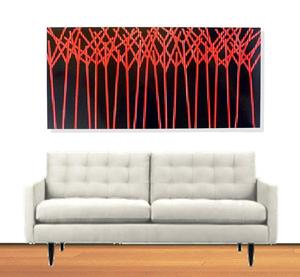 Image of Trees Revealed on Black - Large Textural Painting on Wood