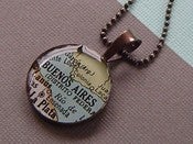 Image of Custom Charcoal Vintage Map Necklace