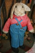 Image of Vintage Folk Art Rabbit in Jeans