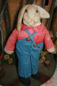 Image of Vintage Folk Art Rabbit in Jeans