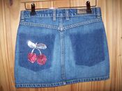 Image of Denim Sequin Cherries Short Skirt 10 / 12