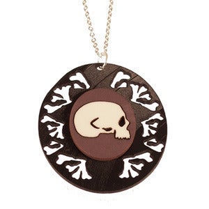 Image of Ltd. Edition Skull Cameo Necklaces made from layered COLOUR vinyl records.