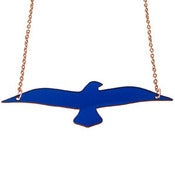 Image of Ltd. Edition Soaring Bird Necklace made from a recycled BLUE VINYL record.