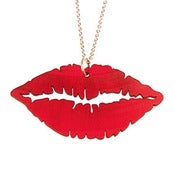 Image of Ltd. Editon Lips Necklace made from a recycled RED VINYL record.