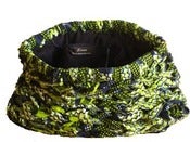 Image of hand knit fabric clutch