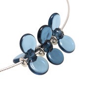 Image of Gradated Steel Blue Propeller Droplet Discs 3 lampwork necklace