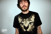 Image of 1AEON black tee with Coezby Cat - mens or unisex (bigc)