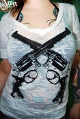 Image of 1AEON burnout deep v neck women's white shirt with black western colts