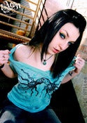 Image of 1AEON burnout deep v neck women's turquoise t-shirt with black octopus kiss  (bigc)