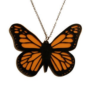Image of Ltd. Edition Butterfly Necklaces made from recycled layered COLOUR vinyl