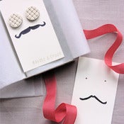 Image of White Lattice Leather Dot Earrings