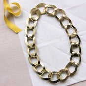 Image of Gold Large Leather Link Necklace