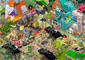 Image of eboy huge art print - Super Bronco Battle
