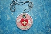 Image of Pink Badge of Peregrination tag necklace