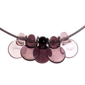 Image of Amethyst Droplet Discs 5 lampwork necklace