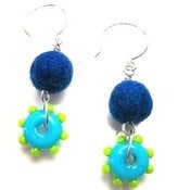 Image of felt and glass cog earrings