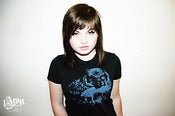Image of 1AEON NEW black organic women's t-shirt with grey OWL vs RABBIT.(bigc)