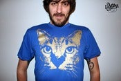 Image of 1AEON blue tee with Coezby Cat men's or unisex (bigc)