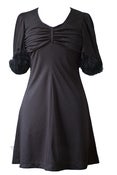 Image of Vintage 1960s Feather Trim Babydoll Black Dress