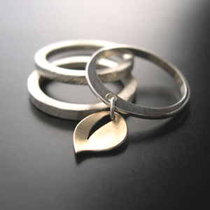Image of Stackable Rings with 14k Leaf