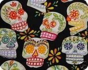 Image of FF Day of the Dead Fabric Calaveras Sugar Skulls Large Scale