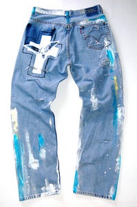 Image of Dove Jeans with Black Cross