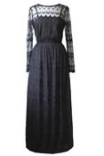 Image of Vintage 1970s Black Lace Maxi Dress