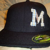 Image of M fitted hat (black w/ blue)