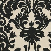 Image of FF Fabulous Black and Cream Damask Outdoor Fabric from Waverly