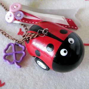 Image of goodluck ladybug beetles necklace