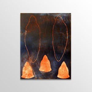 Image of Judy Watson– big dark world with three stupas