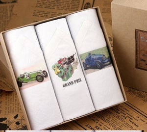 Image of Box of III Men's Handkerchiefs: Sport Cars