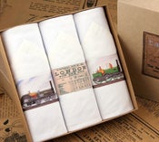 Image of Box of III Men's Handkerchiefs: Trains